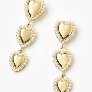 LOFT Gold Triple Heart Earrings, NWT